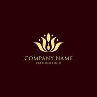 Luxurious and elegant golden floral logo design vector