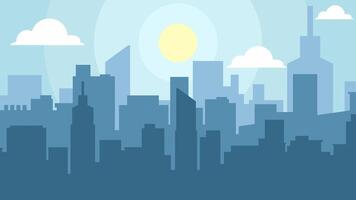 Flat landscape illustration of city building silhouette in the morning vector