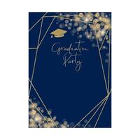 Blue Golden Frame Graduate Card vector