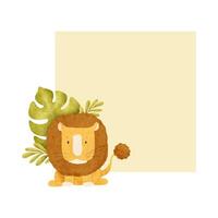 marco de linda bebé león y tropical hojas. gracioso niño aislado mano dibujado acuarela antecedentes. un diseño para para niños invitación tarjetas, bebé ducha, decoración de niño habitaciones vector