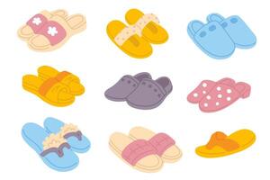 set of summer slippers vector