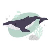 doodle whale print vector