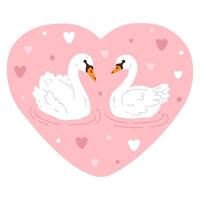 cartoon swan couple vector