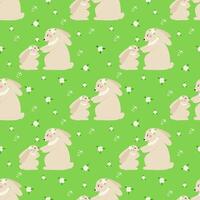 Seamless spring or summer pattern with cute rabbits and daisies. Print for children textile, pack, fabric, wallpaper, wrapping. vector