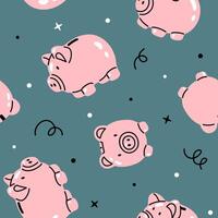 pattern with piggy banks vector