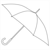 Continuous single line umbrella rain weather art drawing style illustration vector
