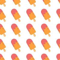 Seamless pattern with ice cream. Frozen juice on wooden stick. Summer background vector