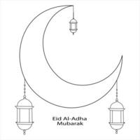 Single one line drawing happy eid al adha continuous line draw design graphic illustration vector