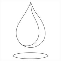 Single line continuous drawing earth water drop and concept world water day outline illustration vector