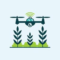 Drone farming logo crops plant farm agriculture future cultivation vector