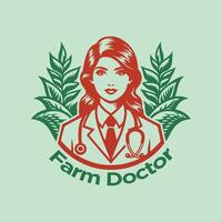 granja médico agricultor cultivos planta agricultura logo vector