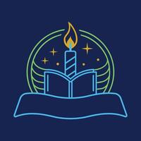 Education University Logo Book Candle Light vector