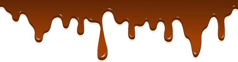 Realistic dripping brown chocolate illustration isolated in white background. World Chocolate Day celebration. vector