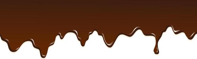 Realistic dripping brown chocolate illustration isolated in white background. World Chocolate Day celebration. vector