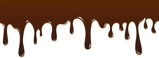 Realistic dripping brown chocolate illustration isolated in white background. World Chocolate Day celebration. vector