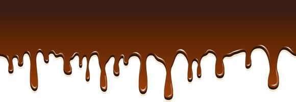 Realistic dripping brown chocolate illustration isolated in white background. World Chocolate Day celebration element. vector
