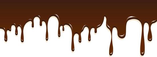 Realistic dripping brown chocolate illustration isolated in white background. World Chocolate Day celebration element. vector