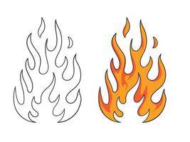 Simple drawing flames . Hand drawn fire icons vector