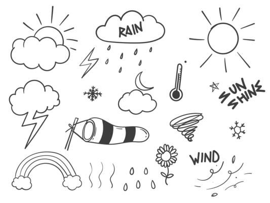 Hand drawn doodle weather elements