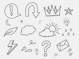 Hand drawn scribble element set vector