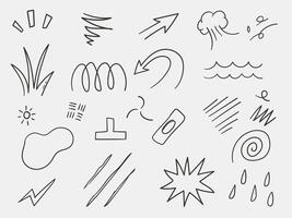 Hand drawn scribble element set doodle vector