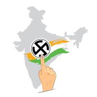 Vote for India hand casting vote with symbol on India map vector
