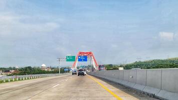 Batang, Indonesia on March 8 2023. The Kalikuto Bridge is the new icon of the Semarang Batang Toll Road. T photo