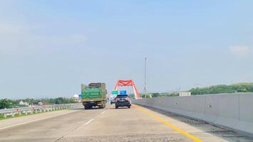 Batang, Indonesia on March 8 2023. The Kalikuto Bridge is the new icon of the Semarang Batang Toll Road. T photo