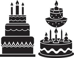 cumpleaños pastel icono colocar. sencillo ilustración de cumpleaños pastel icono para web vector
