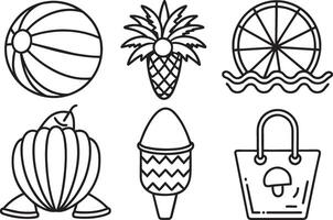 Set of hand drawn doodle summer icons. illustration. vector
