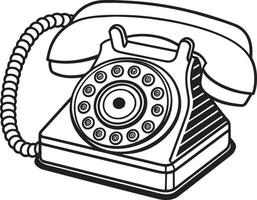 ilustración de un antiguo teléfono en un blanco fondo, ilustración vector