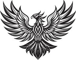 Eagle with wings. Black and white illustration vector