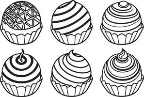 Illustration set of black and white cupcakes. illustration. vector
