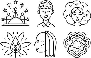 Line art icons set of people in line art style. illustration. vector