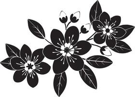 black and white illustration of flowers. Isolated on white background. vector