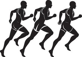 Running men silhouettes isolated on white background. illustration of running men. vector