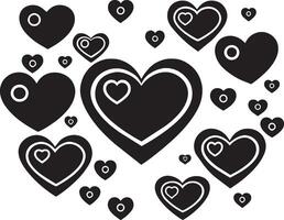 Black and white hearts on a white background. illustration for your design vector