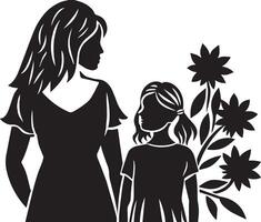 Mother and Daughter illustration Isolated on white background. vector
