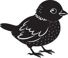 illustration of a small black bird isolated on a white background. vector