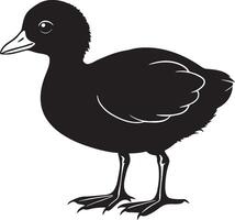 baby duck black silhouette on a white background, illustration, vector