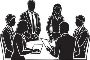 Businesspeople at a meeting.black and white design. illustration vector