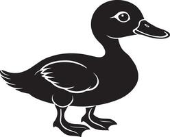 Duck black silhouette isolated on a white background. illustration. vector