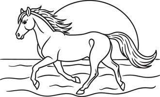 Horse - black and white illustration vector