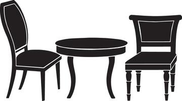 Table and chairs icon. Simple illustration of table and chairs icon for web vector