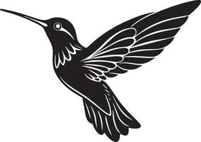 Hummingbird - Black and White Illustration - Isolated on White Background vector