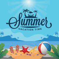Summer vacation typography and holiday tamplate design vector