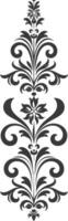 Silhouette vertical line divider with Baroque ornament black color only vector