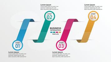 creativo infografía diseño plantilla, 4 4 concepto cinta texto cajas con pictogramas. vector