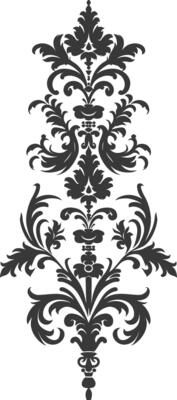 Silhouette vertical line divider with Baroque ornament black color only