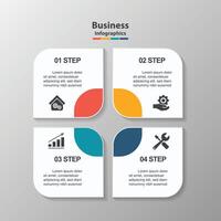 Matrix with 4 paper white petal-like elements. Creative infographic design template. Clean illustration for corporate strategic planning, business analytics presentation. vector